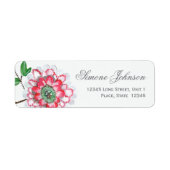 Bloemige roze bloem | Bruiloft Etiket (Voorkant)
