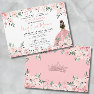 Bloemige Roze Blush Quinceanera Uitnodiging