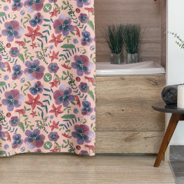 Bloemige roze boho all-over print douchegordijn
