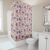 Bloemige roze boho all-over print douchegordijn (In situ)