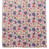 Bloemige roze boho all-over print douchegordijn (Voorkant)