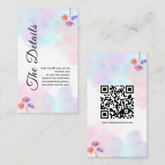 Bloemige roze en blauwe trouw-RSVP-kaarten Informatiekaartje