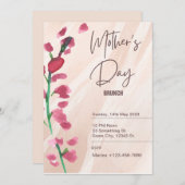 Bloemige Roze en Witte Moederdag Uitnodiging (Voorkant / Achterkant)