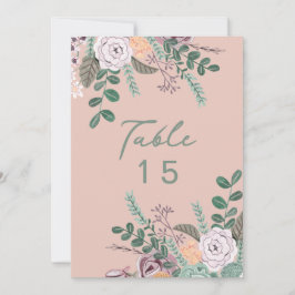 Bloemige roze eucalyptus huwelijks tafelnummers