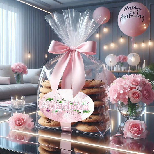 Bloemige Roze Felicitaties Stickers