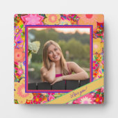  bloemige roze foto Gepersonaliseerd liefdesberich Fotoplaat (Voorkant)