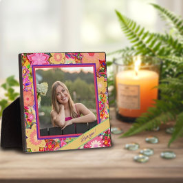  bloemige roze foto Gepersonaliseerd liefdesberich Fotoplaat