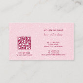 Bloemige Roze Glitter QR Code met Kersenbloesem Visitekaartje (Achterkant)