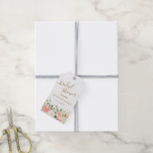 Bloemige Roze Gouden Confetti Bruidsdouche Cadeaulabel (Met Touw)