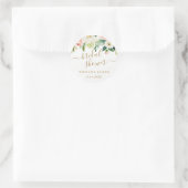 Bloemige Roze Gouden Confetti Bruidsdouche Ronde Sticker (Tas)
