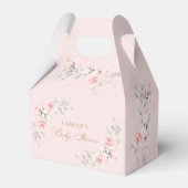 Bloemige Roze Groene Gouden Baby Shower Bedankdoosjes (Voorkant Zijde)