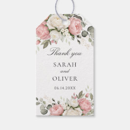 Bloemige Roze Groene Huwelijks Cadeautag Cadeaulabel