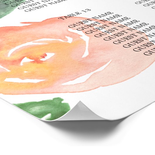 Bloemige roze huwelijks zitplaats poster 16x20 (Hoek)