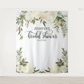 Bloemige Roze Ivoor Bruidsdouche FOTO Achtergrond Wandkleed (Voorkant)