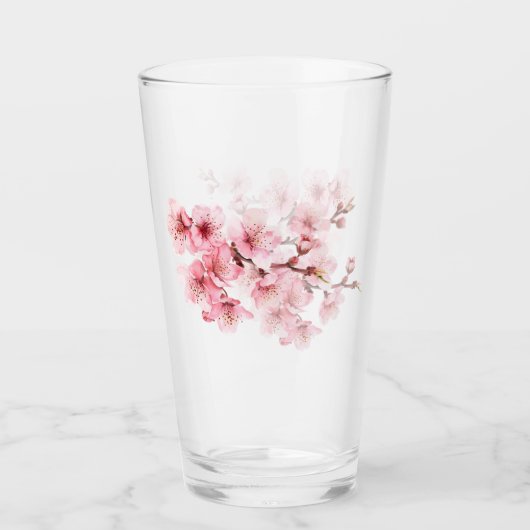 Bloemige Roze Kersenbloesem Glas (Voorkant)
