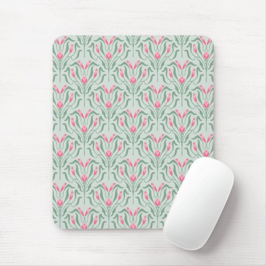 Bloemige Roze Knop Muismat (Met muis)