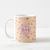 Bloemige Roze Koraal Madeliefjes Monogram Koffiemok (Links)
