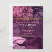 Bloemige roze paarse botanische trouwkaart kaart (Voorkant)