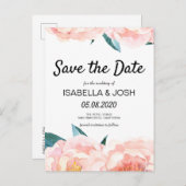 Bloemige Roze Pioen Boho Save the Date Aankondigingskaart (Voorkant / Achterkant)
