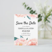 Bloemige Roze Pioen Boho Save the Date Aankondigingskaart (Staand voorkant)