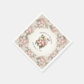 Bloemige Roze Pioen Waterverf Elegante Trouw Servet (Hoek)