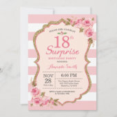 Bloemige Roze Pioenrozen Verrassen 18e Verjaardags Kaart (Voorkant)