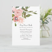 Bloemige Roze Pop Fizz Clink Bruiloftsfeest Kaart (Staand voorkant)
