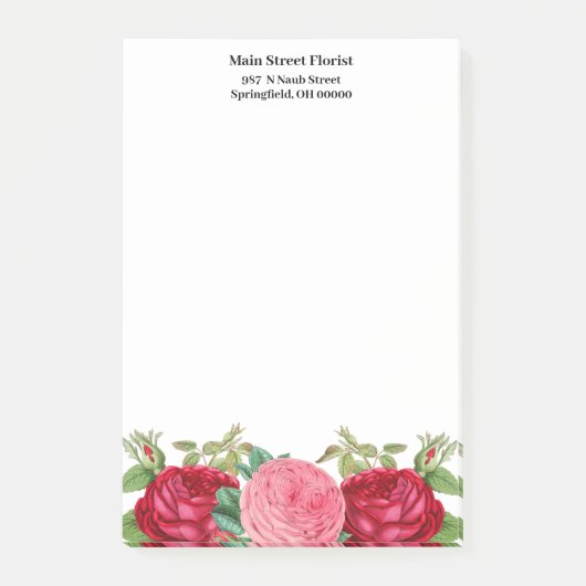 Bloemige Roze Rode Rozen  Post-it® Notes (Voorkant)