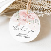 Bloemige roze rozen bruiloftsshower cadeautag bedankjes labels