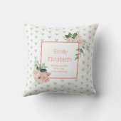 Bloemige Roze Salie Groen Waterverf Bloemige Baby Kussen (Achterkant)