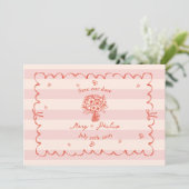 Bloemige roze streep botanische Save The Date-foto Kaart (Staand voorkant)