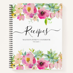 Bloemige Roze Succulente Keukenrecepten op Budget Notitieboek