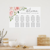 Bloemige roze trouwstoelindeling poster (Keuken)