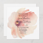 Bloemige Roze Waterverf Japanse Trouw Uitnodiging (Voorkant / Achterkant)