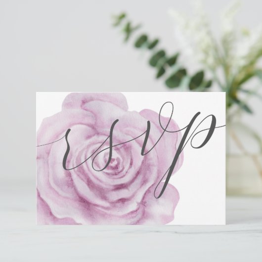 Bloemige Roze Waterverf Trouw RSVP (Staand voorkant)