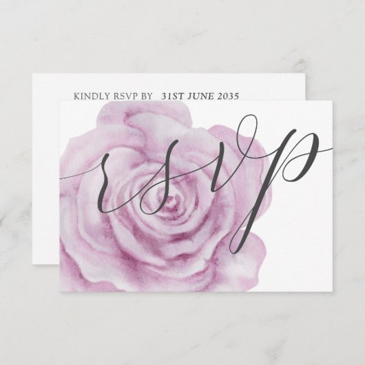 Bloemige Roze Waterverf Trouw RSVP (Voorkant / Achterkant)