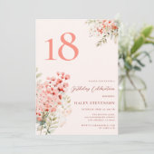 Bloemige Roze Whimsical 18e Verjaardag Kaart (Staand voorkant)