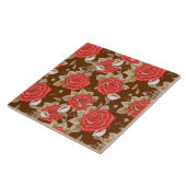  bloemige rozen betegeld patroon keramische tegel tegeltje (Zijkant)