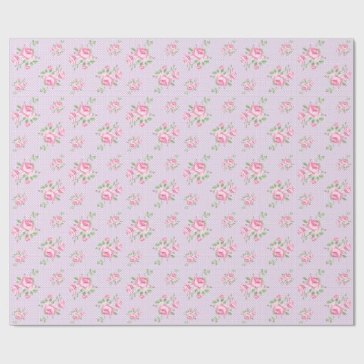  bloemige rozen classic polka-dot Lavendel Cadeaupapier (Vlak)
