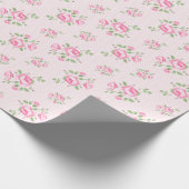  bloemige rozen classic polka-dot roze cadeaupapier (Hoek)