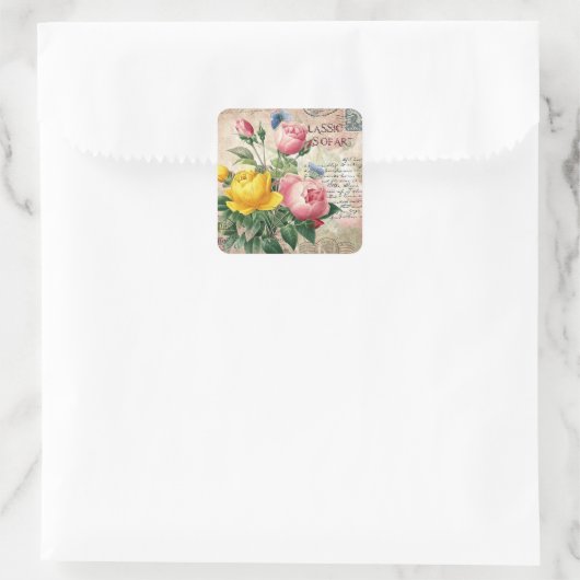  bloemige rozen elegante sticker (Tas)