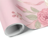 Bloemige Rozen & Lint Strikken Inpakpapier (Rol Hoek)