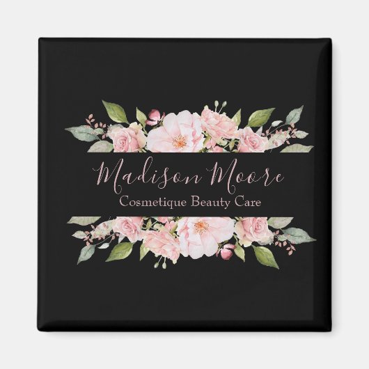  bloemige Rozen naam/bedrijf ingeschreven Magneet (Voorkant)