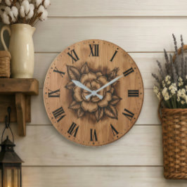 Bloemige rozen wandklok | Rustieke boerderij decor