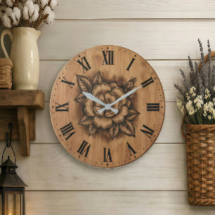 Bloemige rozen wandklok Rustieke boerderij decor