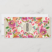 Bloemige Rustieke Kraft Monogram Cadeaubon (Voorkant)