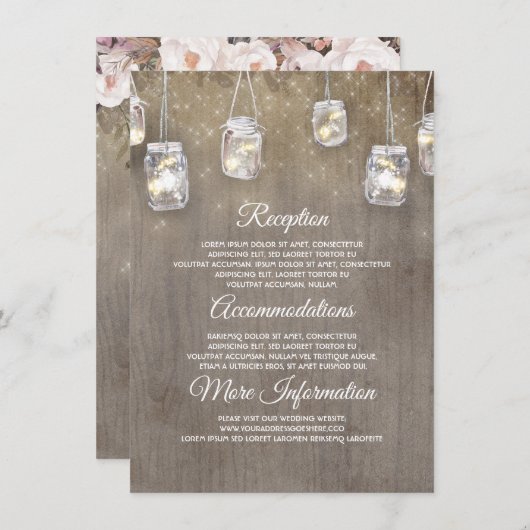 Bloemige Rustieke Trouwinformatie Gastkaart Informatiekaartje (Voorkant / Achterkant)