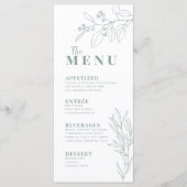 Bloemige Salie Groene Boho Menu (Voorkant)