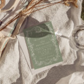 Bloemige Salie Groene Tuin Monogram Boho Bruiloft Kaart