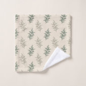 Bloemige saliegroen bad handdoek (Wasdoekje)